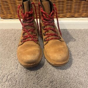 Sorel Tan Combat Boots with Red Laces